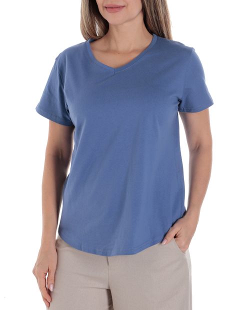 Camiseta Nicolle azul manga corta para mujer