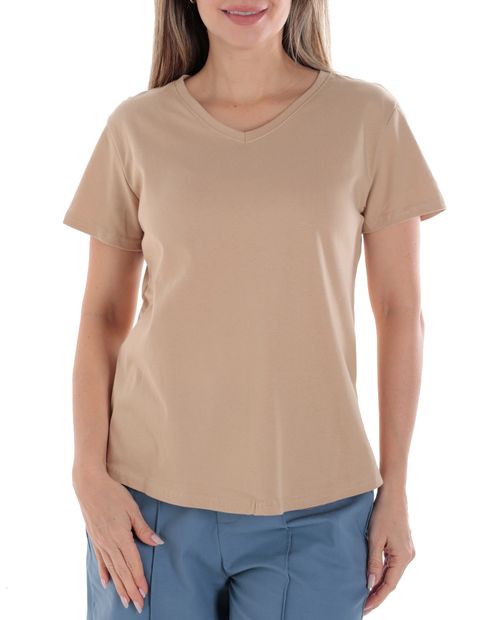 Camiseta Nicolle beige manga corta para mujer