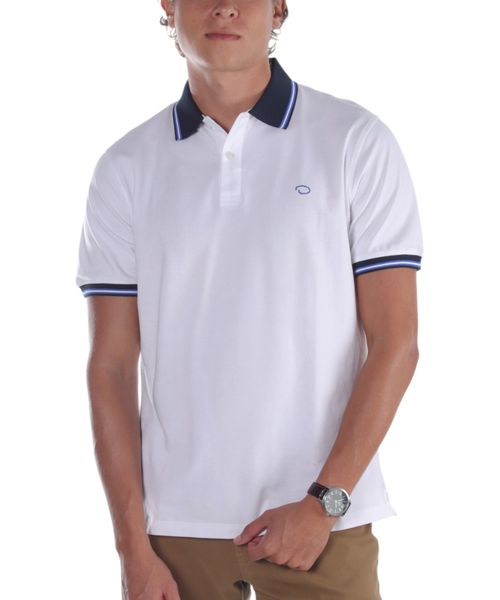 Camisa polo Oscar de la Renta blanca sólida para hombre