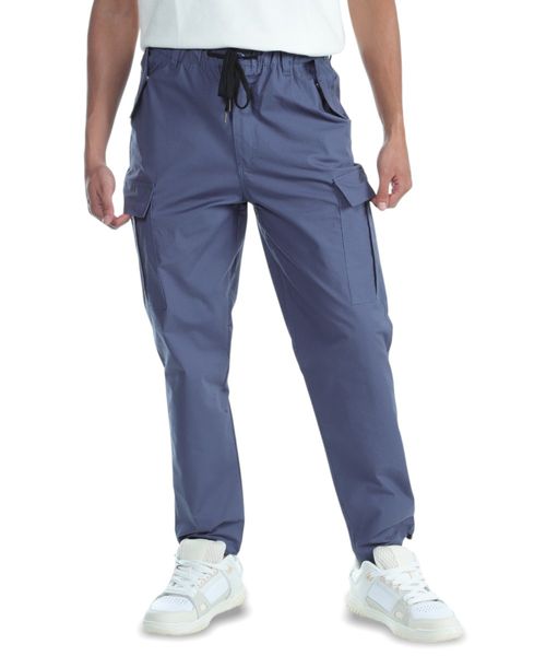 Pantalón cargo Orange regular fit azul con mini cuadros para hombre