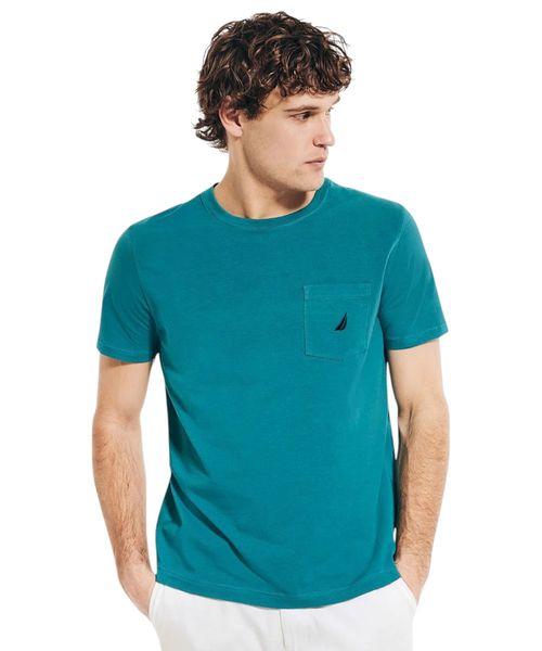Camiseta Nautica classic fit turquesa heather para hombre