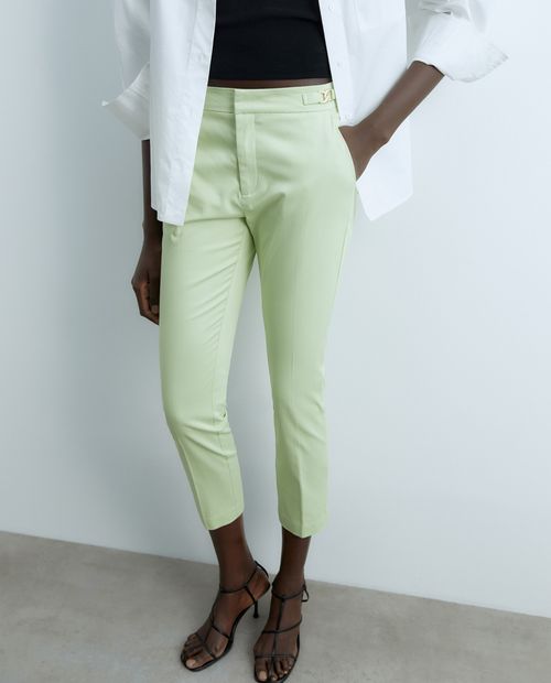 Pantalón Sfera capri verde de cintura alta para mujer