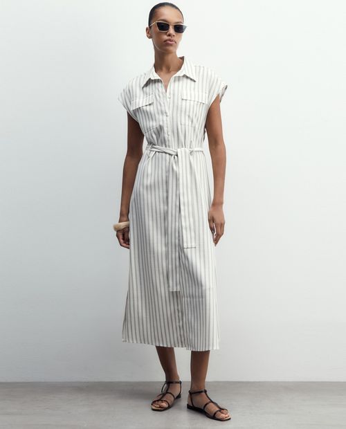 Vestido Sfera shirt dress rayado manga corta para mujer