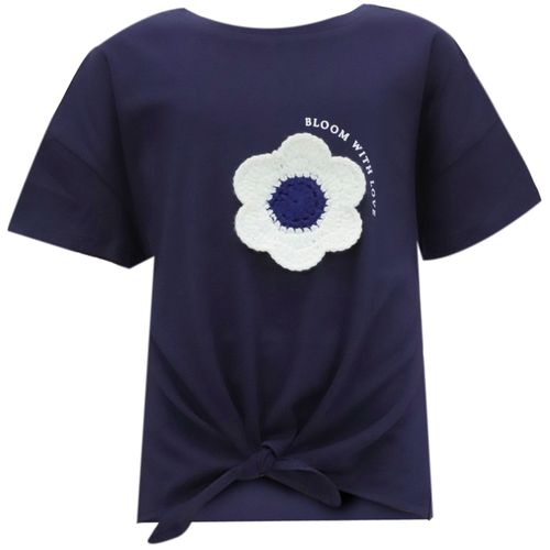 Blusa azul sólida para niña