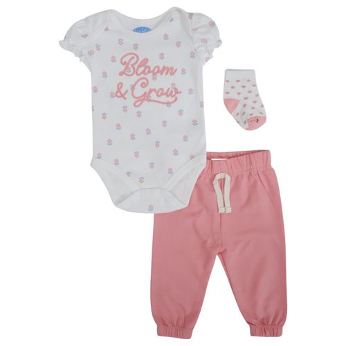 Conjunto de 3 piezas bicolor con estampado para bebé niña