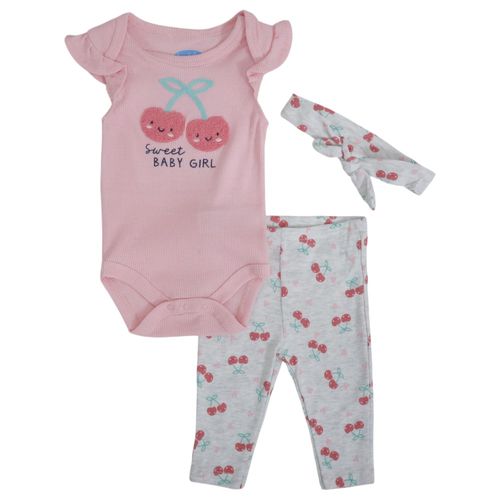 Conjunto de 3 piezas bicolor con estampado para bebé niña