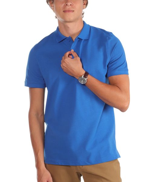 Camisa polo Gents azul sólida para hombre