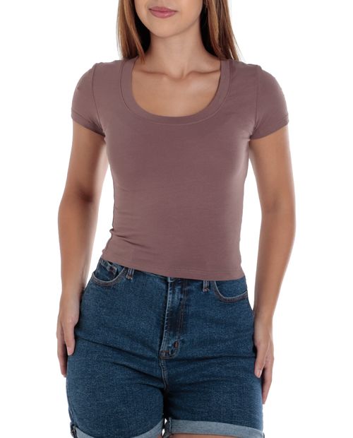 Camiseta Active Basic café manga corta para mujer
