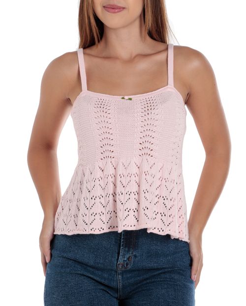 Blusa Active Basic crop top rosada de tirantes para mujer