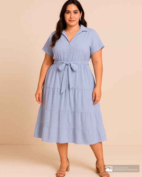 Vestido More Than Angels shirt dress rayado manga corta para mujer