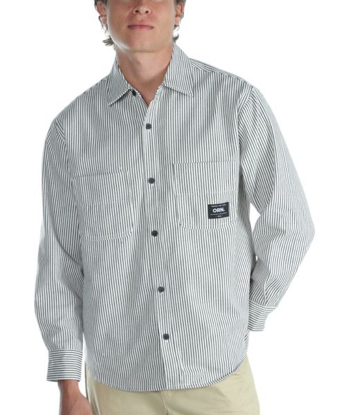 Camisa casual oversize fit Orange bicolor rayada para hombre