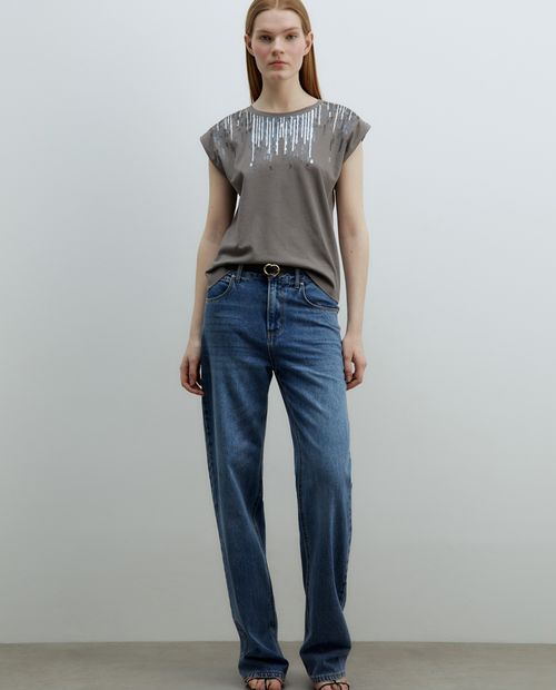 Camiseta Sfera gris manga corta para mujer