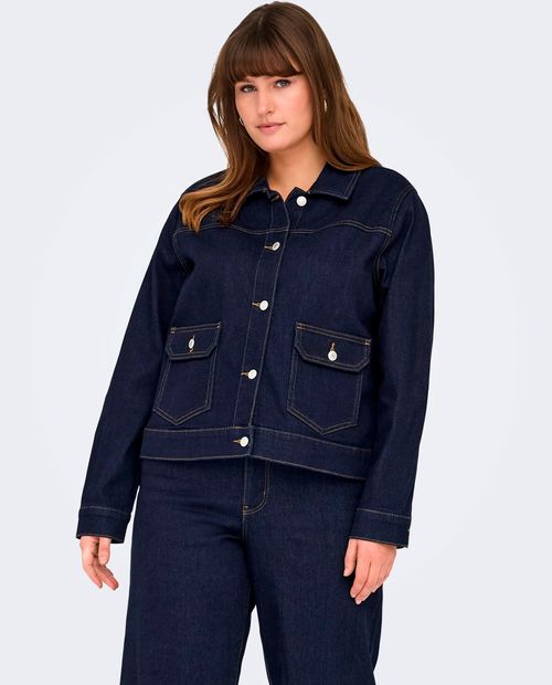Chaqueta Only Carmakoma denim manga larga para mujer