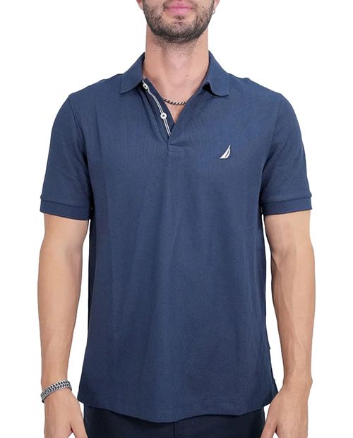 Nautica Camisa polo básica azul para hombre
