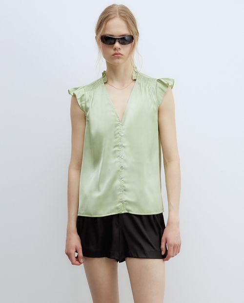 Blusa Sfera casual verde manga corta para mujer
