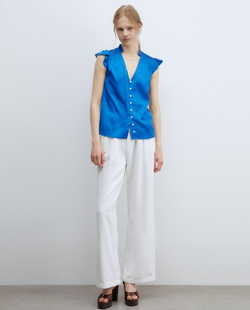 Blusa Sfera casual azul manga corta para mujer