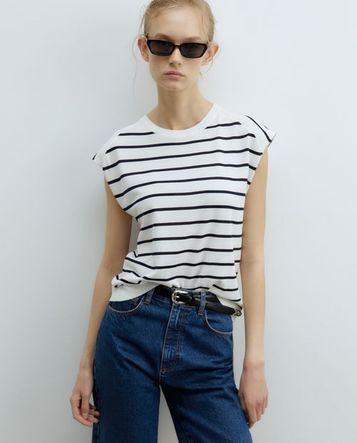 Blusa Sfera casual rayada manga corta para mujer