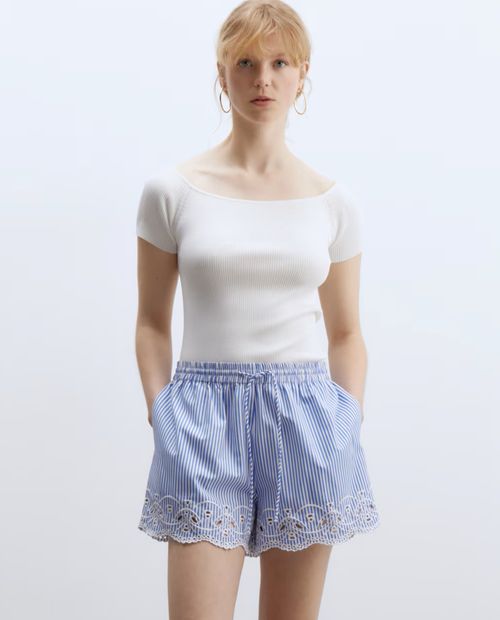 Blusa Sfera sweatshirt blanca manga corta para mujer