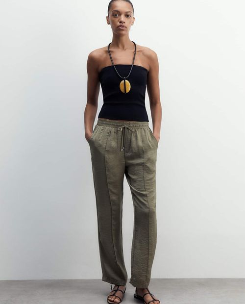 Pantalón Sfera pull on verde de cintura alta para mujer