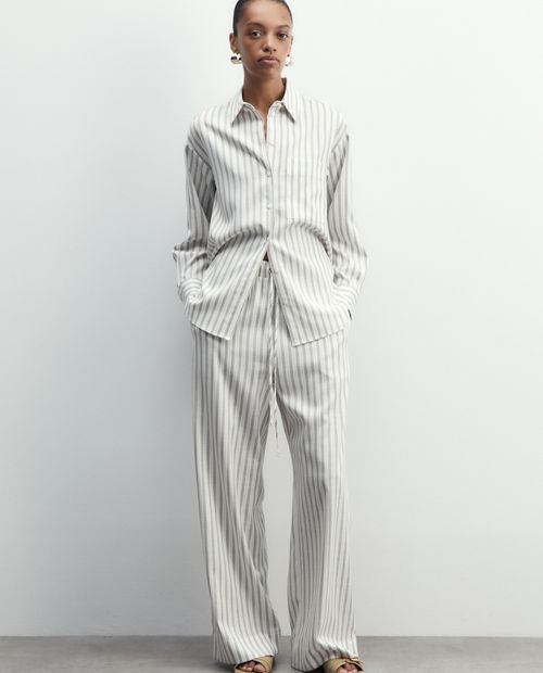 Pantalón Sfera pull on rayado de cintura alta para mujer