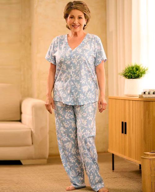 Pijama con pantalón Parisien estampada para mujer