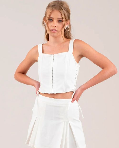 Blusa Mine crop top blanca de tirantes para mujer