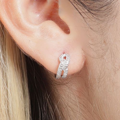 Argollas pequeñas de plata con circonitas para mujer