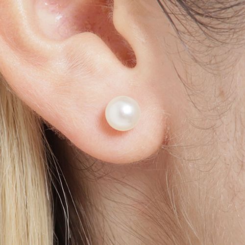 Aretes de perla de plata para mujer