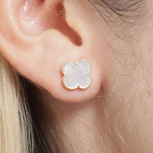 Aretes de trébol de plata en baño de oro para mujer