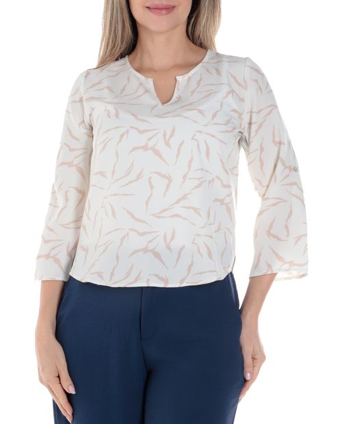 Blusa formal valiente de manga 3/4 para mujer.