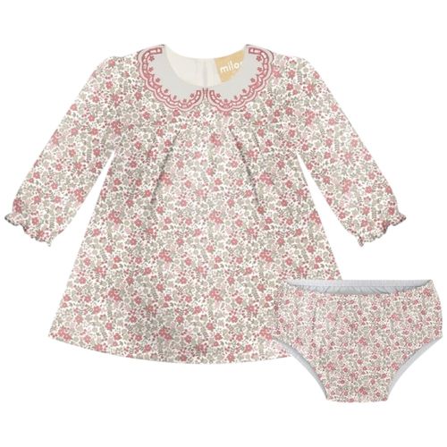 Vestido blanco con estampado floral para bebé niña