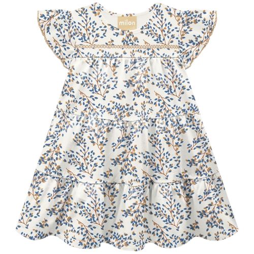 Vestido blanco con estampado floral para bebé niña