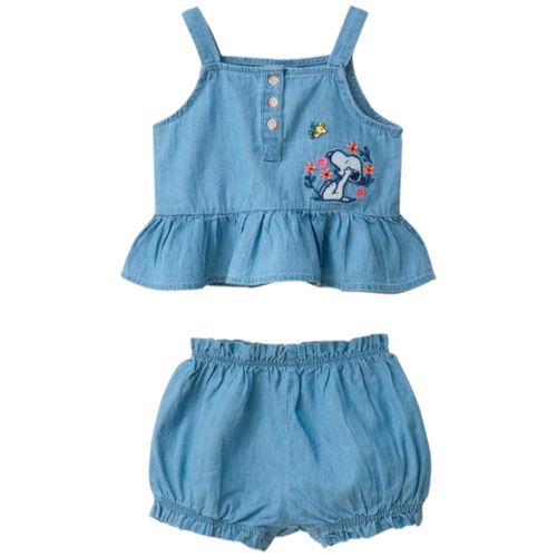 Conjunto de 2 piezas celeste con bordado para bebé niña