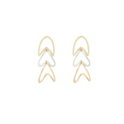 Aretes largos bicolor para mujer