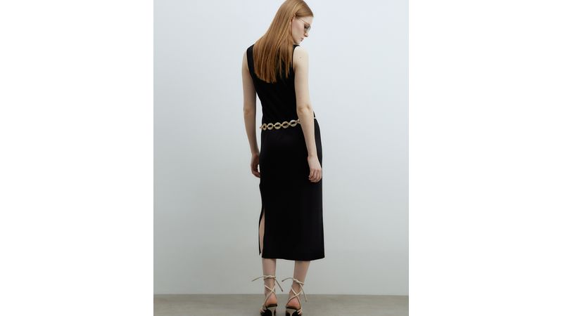 midi vestido negro encaje sfera