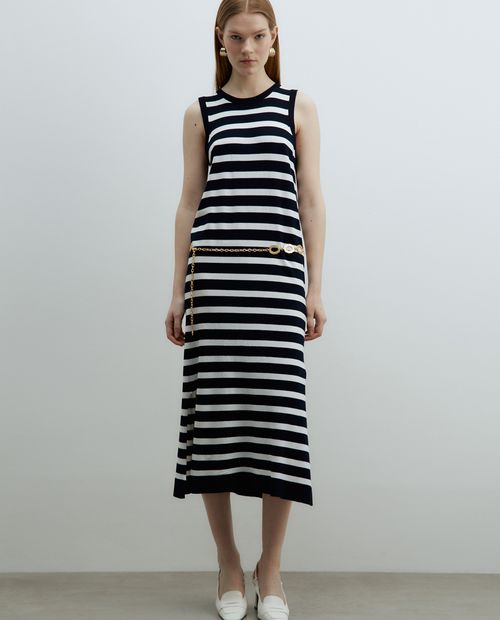 Vestido Sfera midi rayado sin mangas para mujer