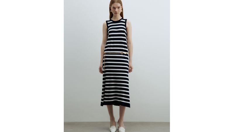 Vestido Sfera midi rayado sin mangas para mujer