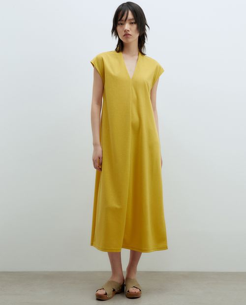 Vestido Sfera midi amarillo manga corta para mujer