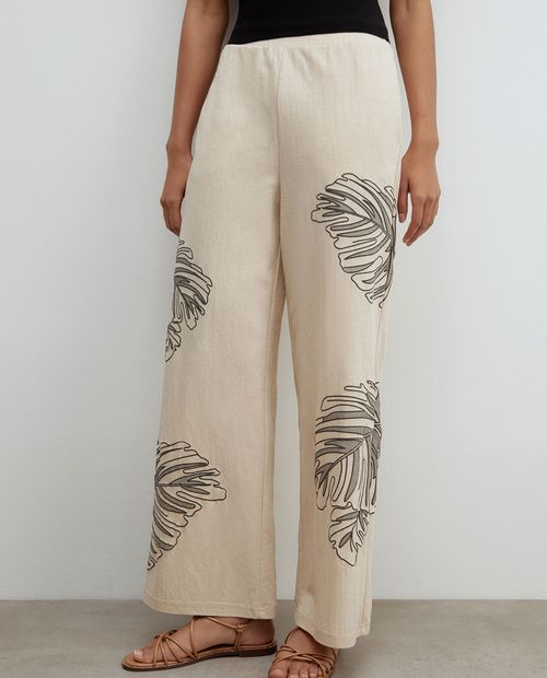 Pantalón Sfera wide leg estampado de cintura alta para mujer