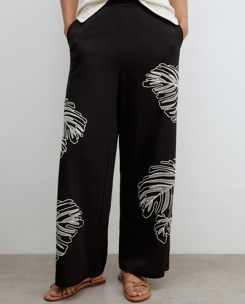 Pantalón Sfera wide leg estampado de cintura alta para mujer