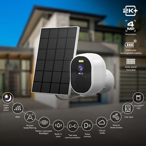 Cámara de seguridad smart para exterior Nexxt 2K con panel solar