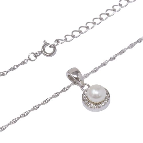 Set aretes y collar de plata 1mm-19" para mujer