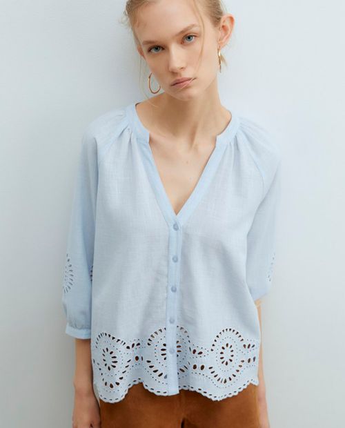Blusa Sfera casual celeste manga 3/4 para mujer