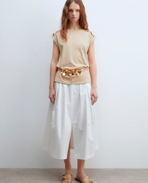 Camiseta Sfera beige manga corta para mujer