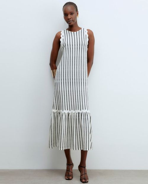 Vestido Sfera midi rayado sin mangas para mujer