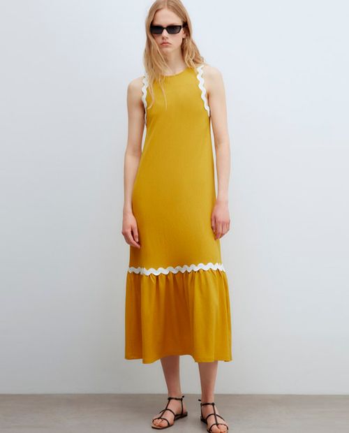Vestido Sfera midi amarillo sin mangas para mujer