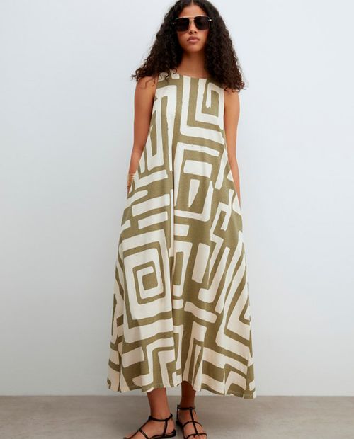 Vestido Sfera midi estampado sin mangas para mujer