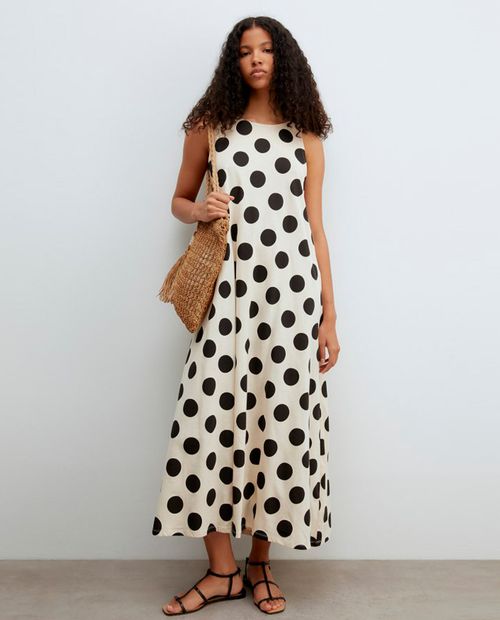 Vestido Sfera midi con puntos sin mangas para mujer