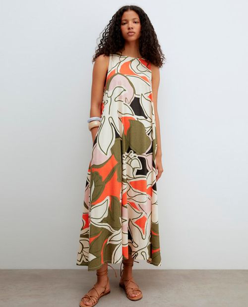Vestido Sfera midi estampado sin mangas para mujer