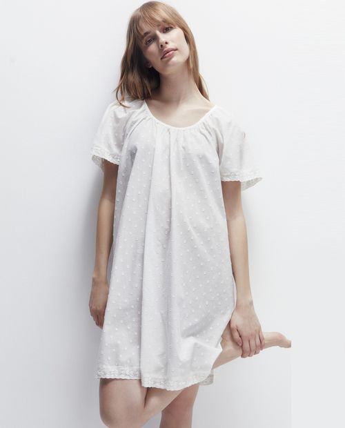 Camisón Sfera blanco manga corta para mujer